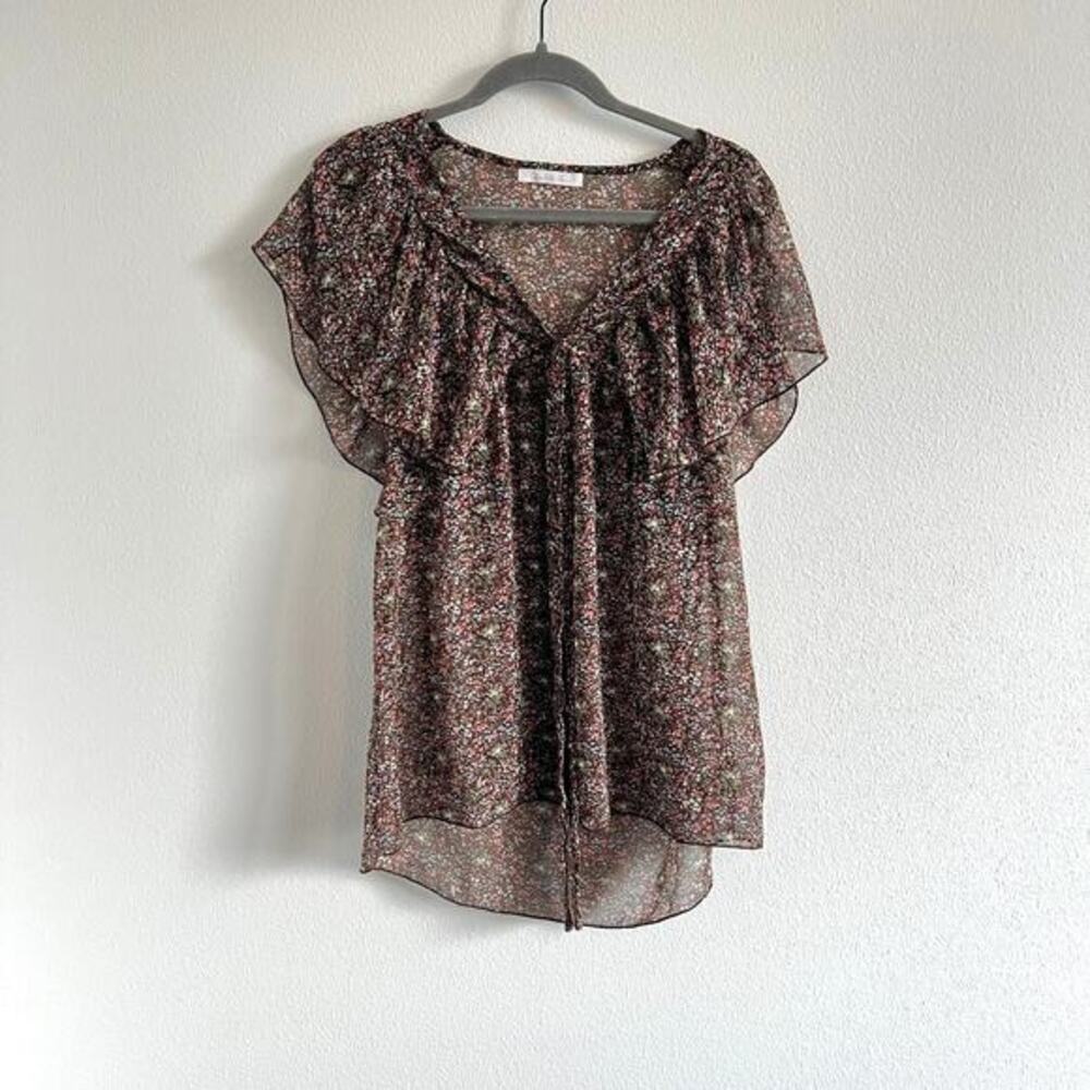 Charlotte Russe Slightly Sheer Chiffon Top‎ S Bohemian Parisian Chic Prairiecore